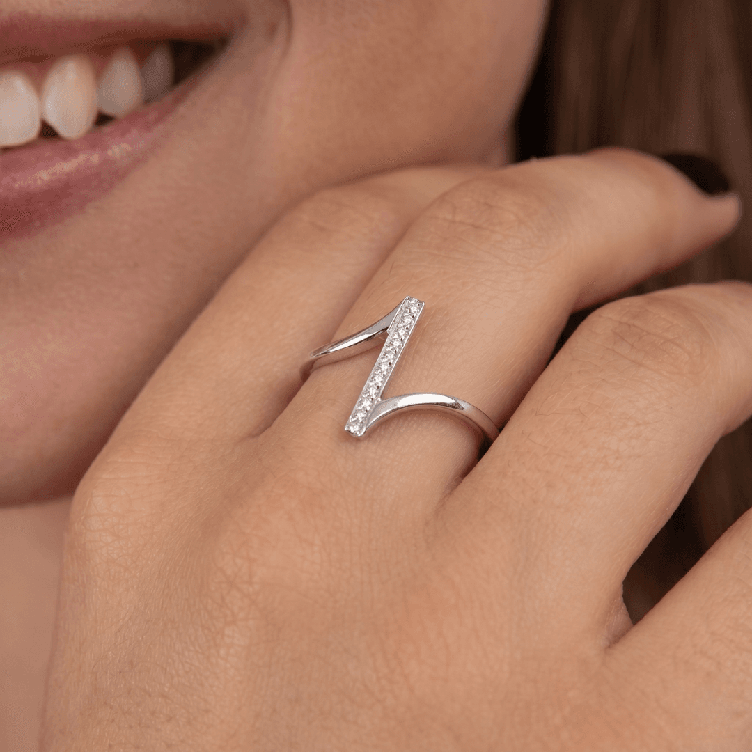 Vela Open Crystal Ring