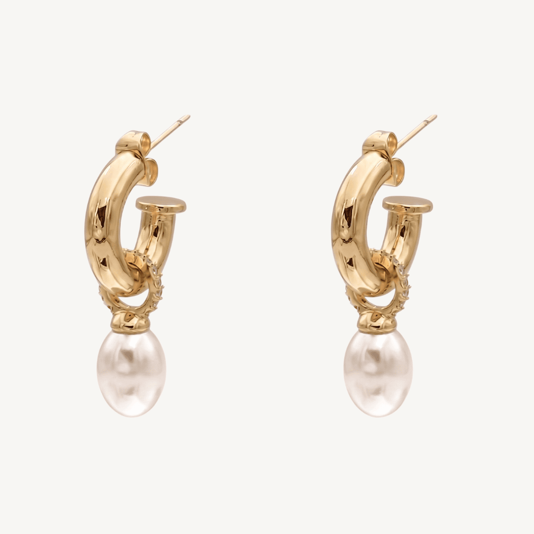 Isabelle Pearl Hoop Earrings