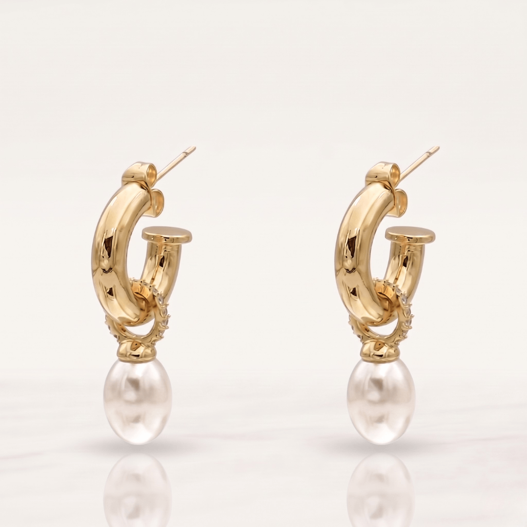 Isabelle Pearl Hoop Earrings