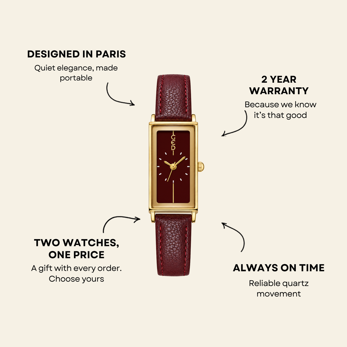 Montaigne Watch Burgundy