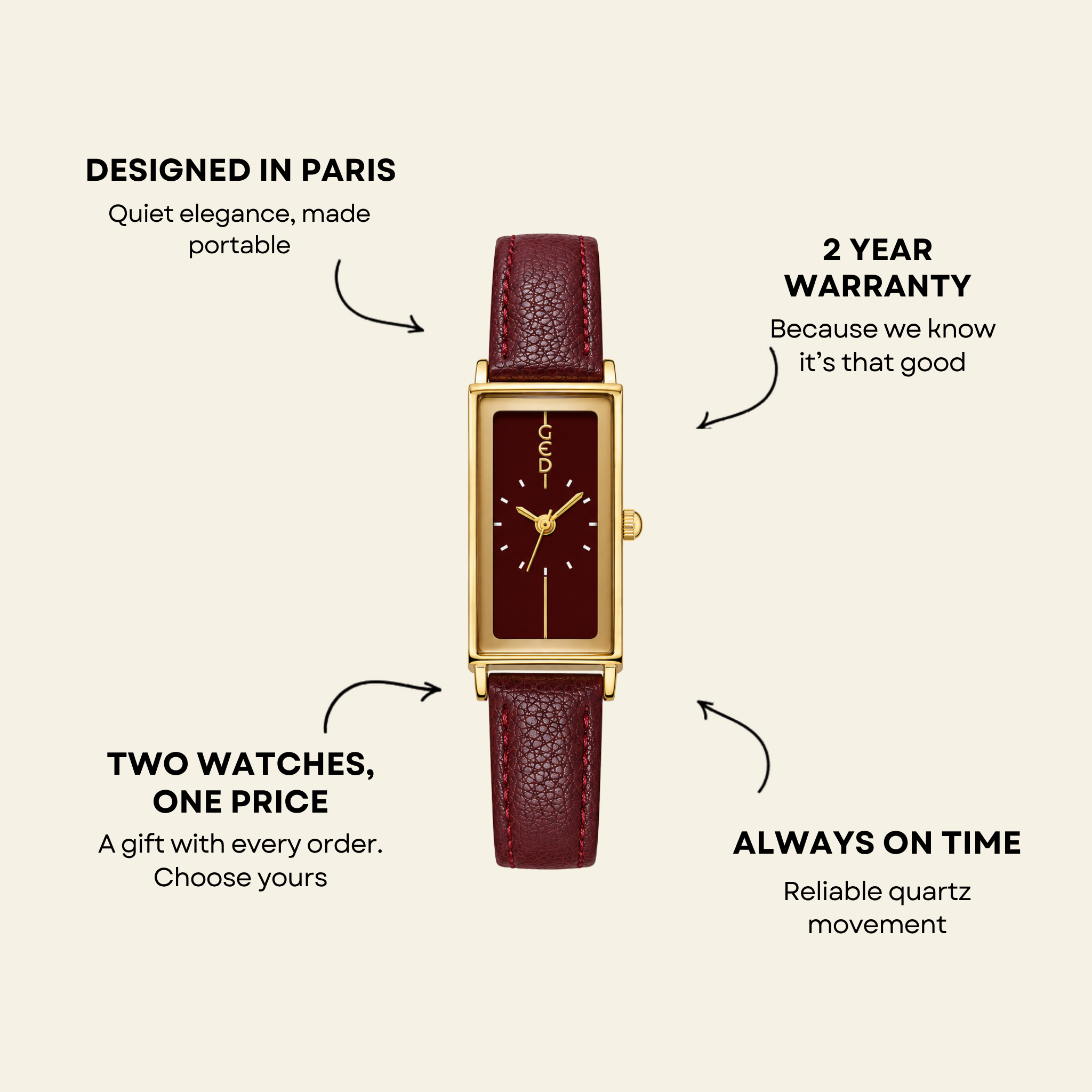 Montaigne Watch Burgundy